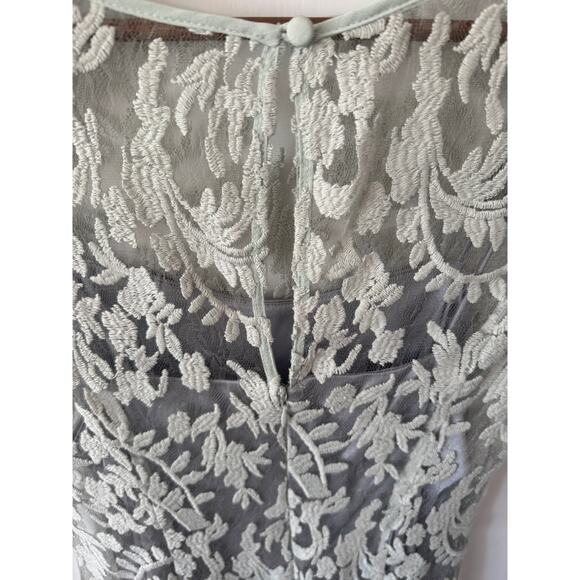Adrianna Papell Mint Green Lace Overlay Keyhole Back Sheath Dress Size 4 - Picture 9 of 15